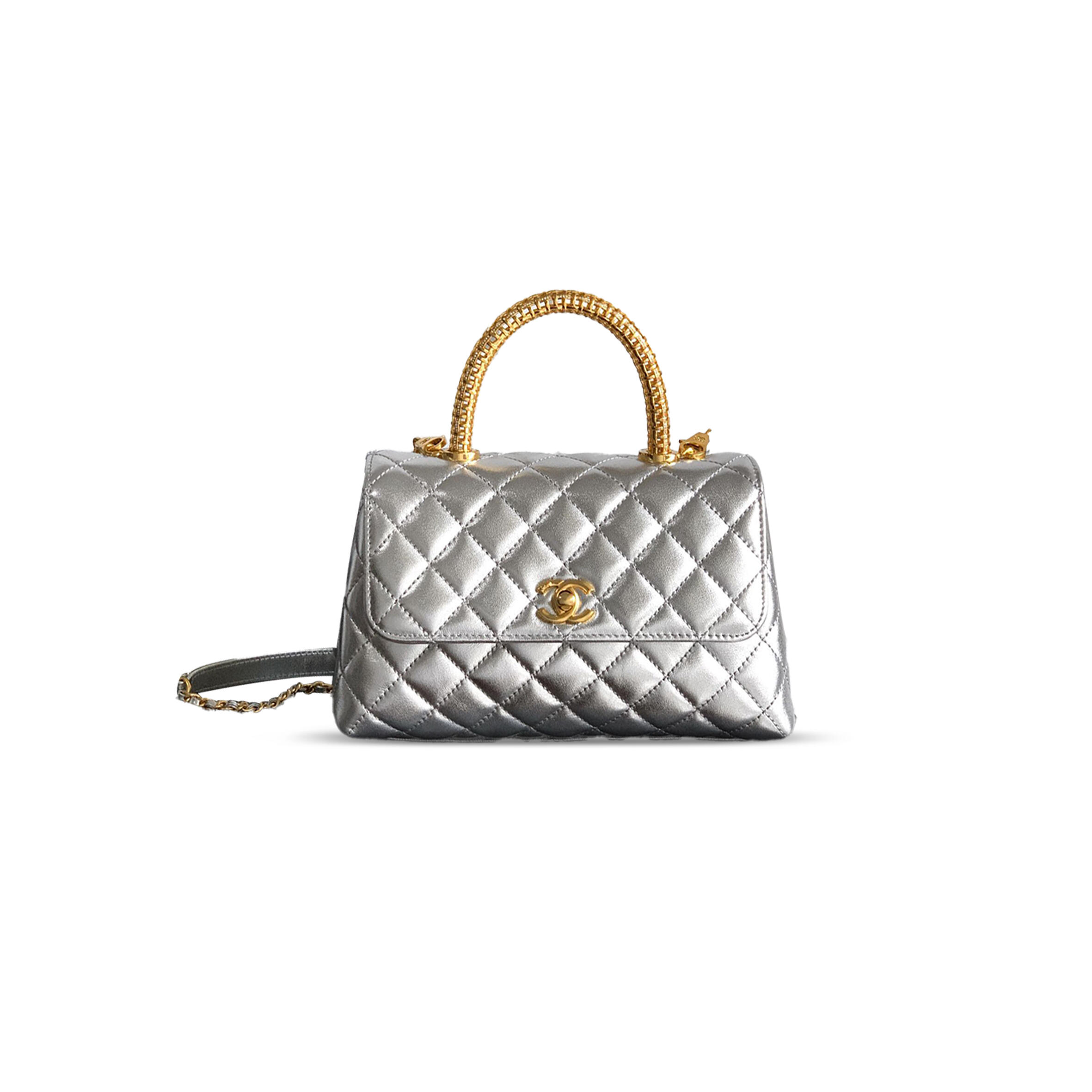 CHANEL MASTER 25A CALFSKIN QUILTED TOP HANDLE FLAP BAG 382460 (23*14*8cm)